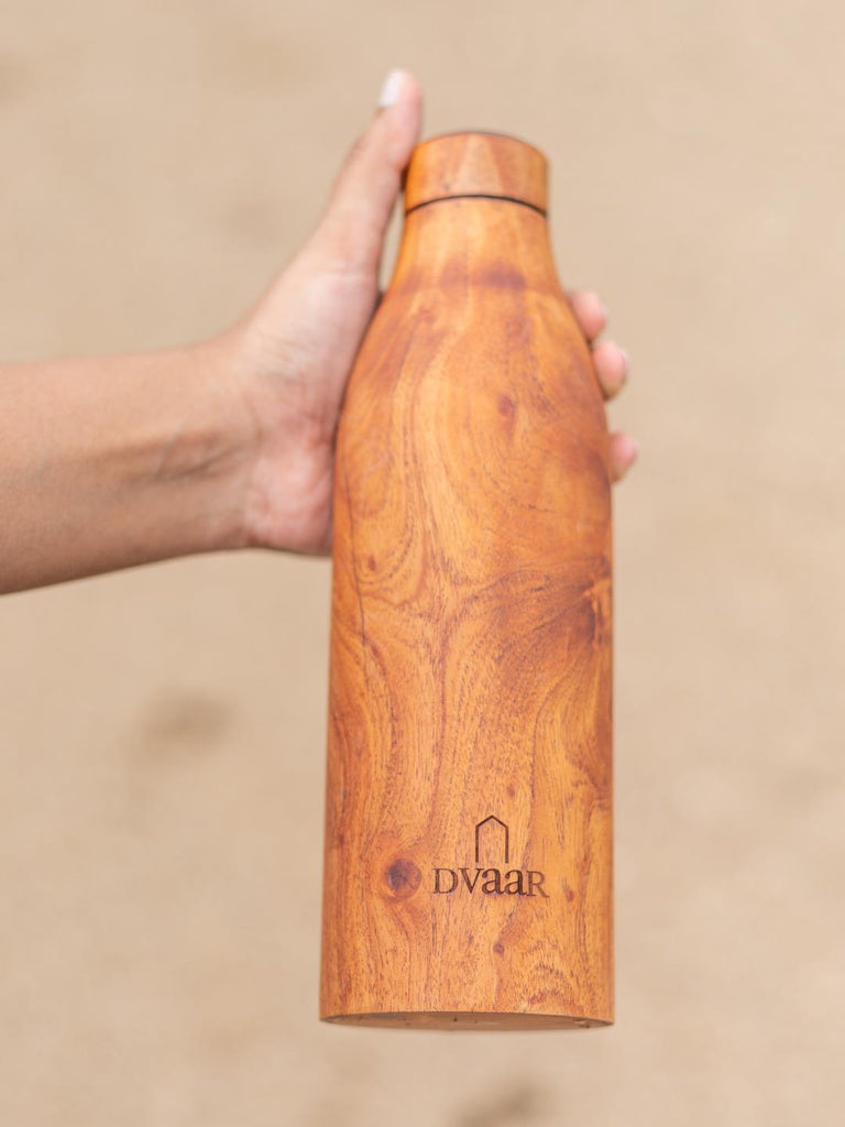 Dvaar Wooden Copper Bottle Mahogany Wood 500 ml - Our Better Planet