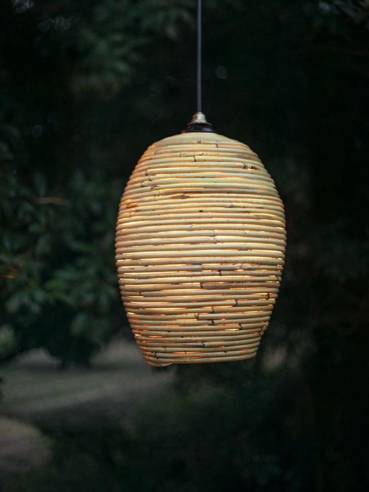 Earth Heart Cocoon White Cane Pendant Lamp (M) - Our Better Planet