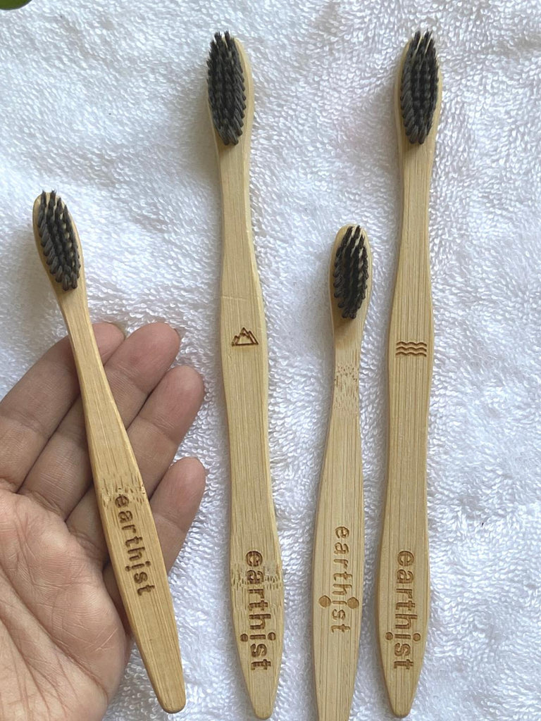 Earthist Compostable bamboo toothbrush - Family combo , eco -friendly , zero waste - Pack of 4 - Our Better Planet