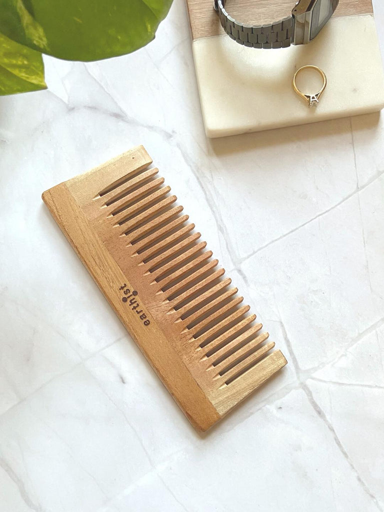 Earthist Eco-friendly -Anti Bacterial Neem Comb - Pack of 1 - Wide teeth - Our Better Planet