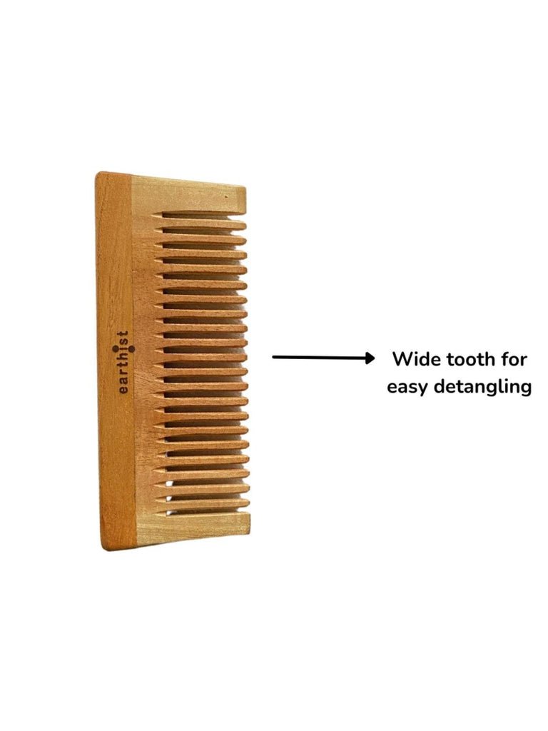 Earthist Eco-friendly -Anti Bacterial Neem Comb - Pack of 1 - Wide teeth - Our Better Planet