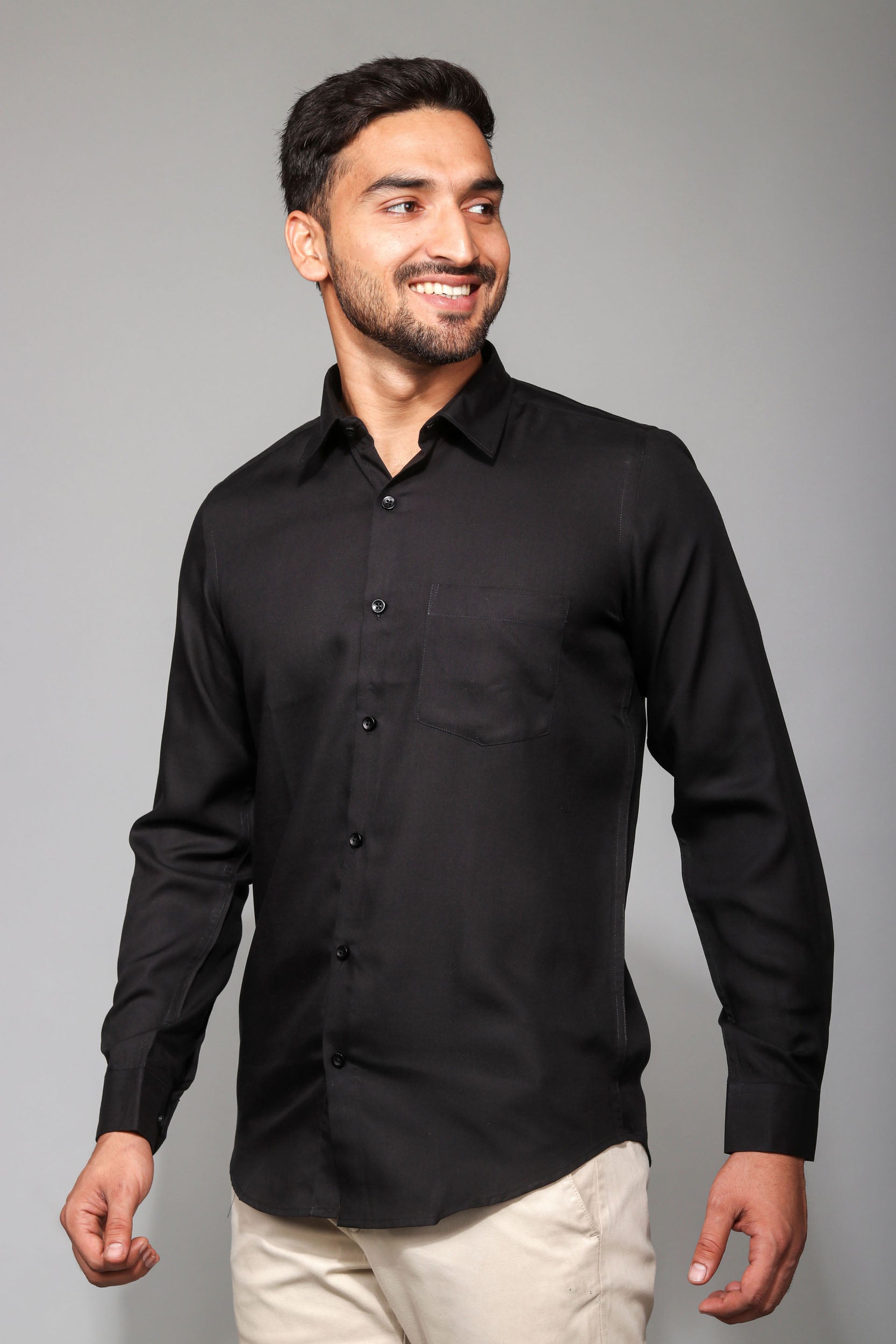 Earthy Route TENCEL- Lyocell Jet Black Full Sleeve Shirt - Our Better Planet