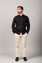 Earthy Route TENCEL- Lyocell Jet Black Mandarin Collar Shirt - Our Better Planet