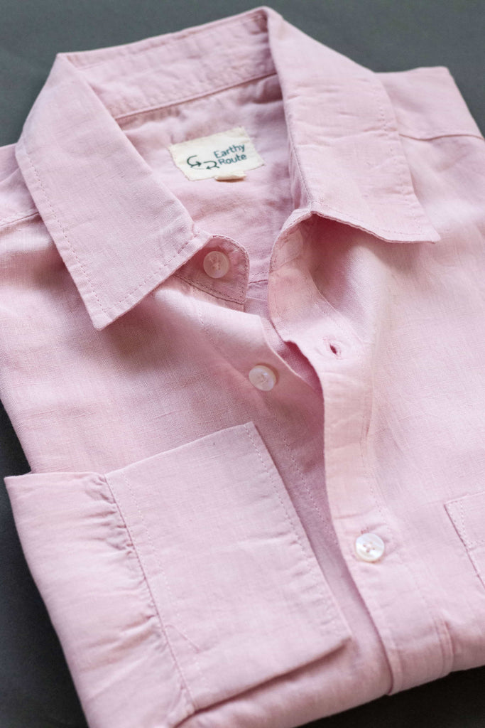 Earthy Route TENCEL- Lyocell Linen Charm Pink Full Sleeve Shirt - Our Better Planet
