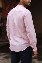 Earthy Route TENCEL- Lyocell Linen Charm Pink Mandarin Collar Shirt - Our Better Planet