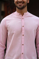 Earthy Route TENCEL- Lyocell Linen Charm Pink Mandarin Collar Shirt - Our Better Planet