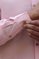 Earthy Route TENCEL- Lyocell Linen Charm Pink Mandarin Collar Shirt - Our Better Planet