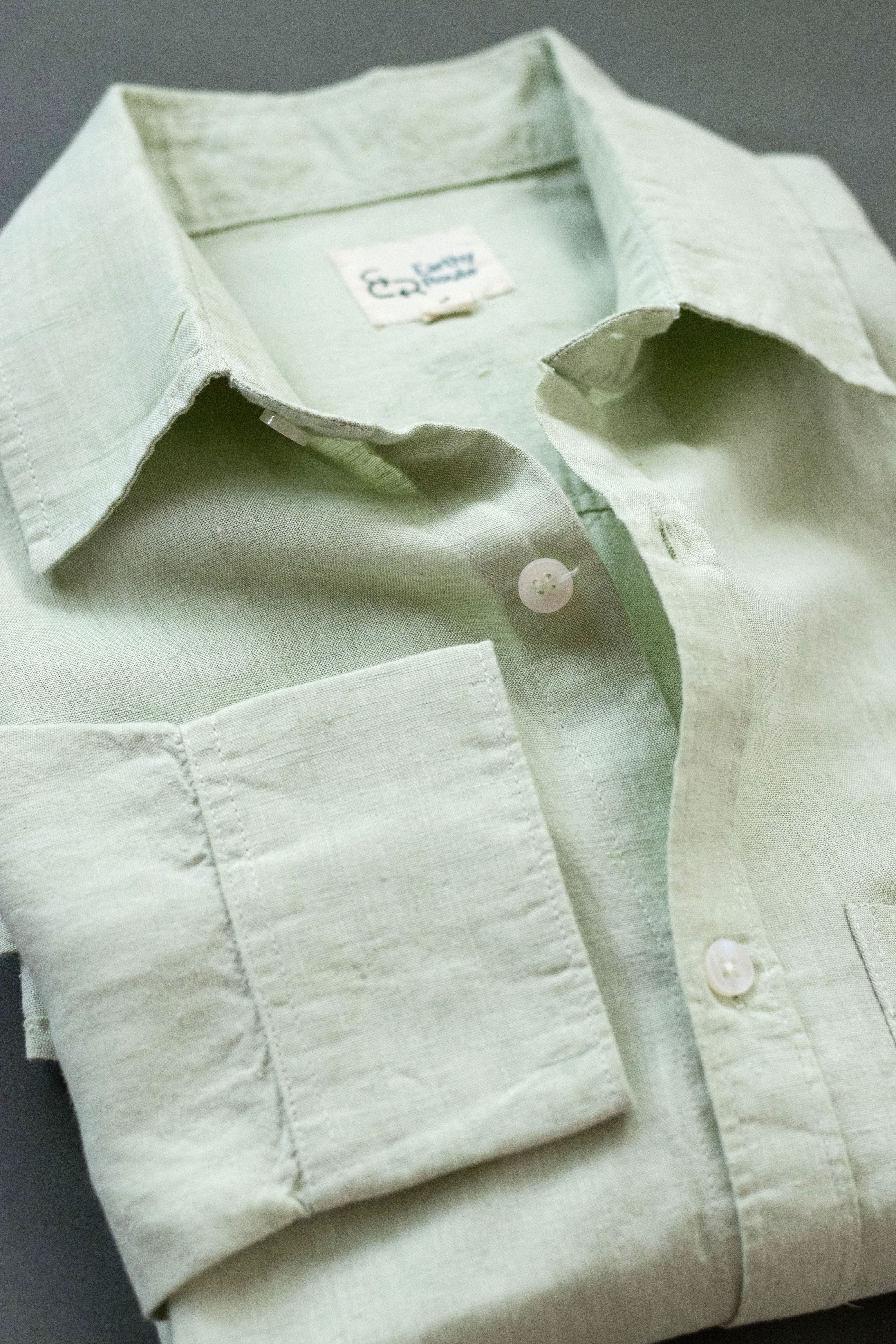 Earthy Route TENCEL- Lyocell Linen Fresh Green Full Sleeve Shirt - Our Better Planet