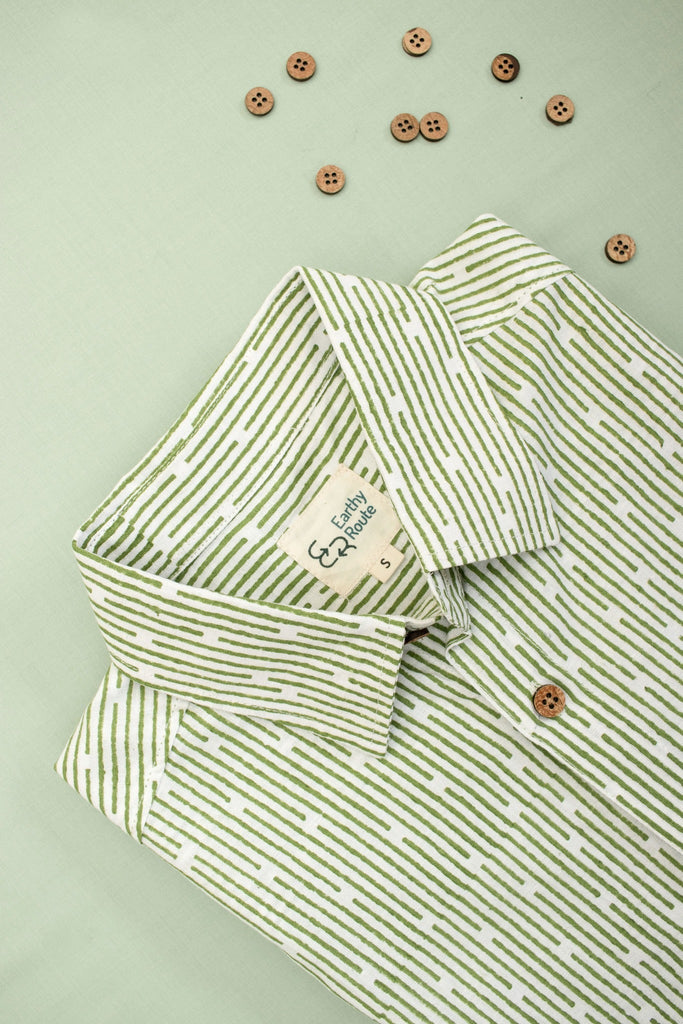 Earthy Route TENCEL- Lyocell Linen Green Lakeer Half Sleeve Shirt - Our Better Planet