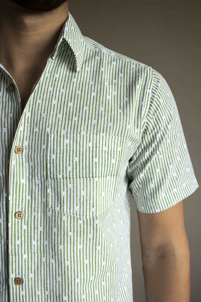 Earthy Route TENCEL- Lyocell Linen Green Lakeer Half Sleeve Shirt - Our Better Planet