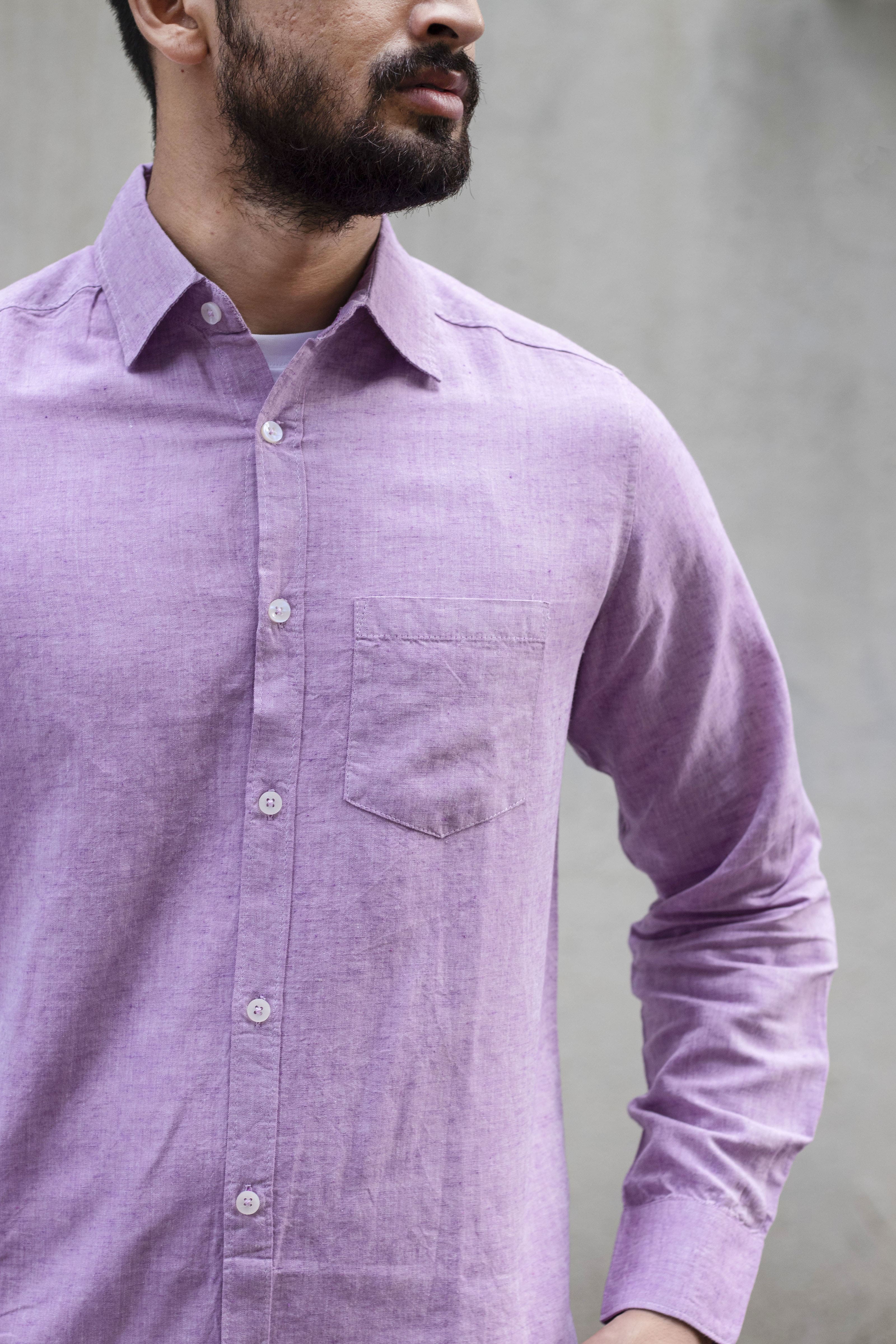 Earthy Route TENCEL- Lyocell Linen Lavender Full Sleeve Shirt - Our Better Planet