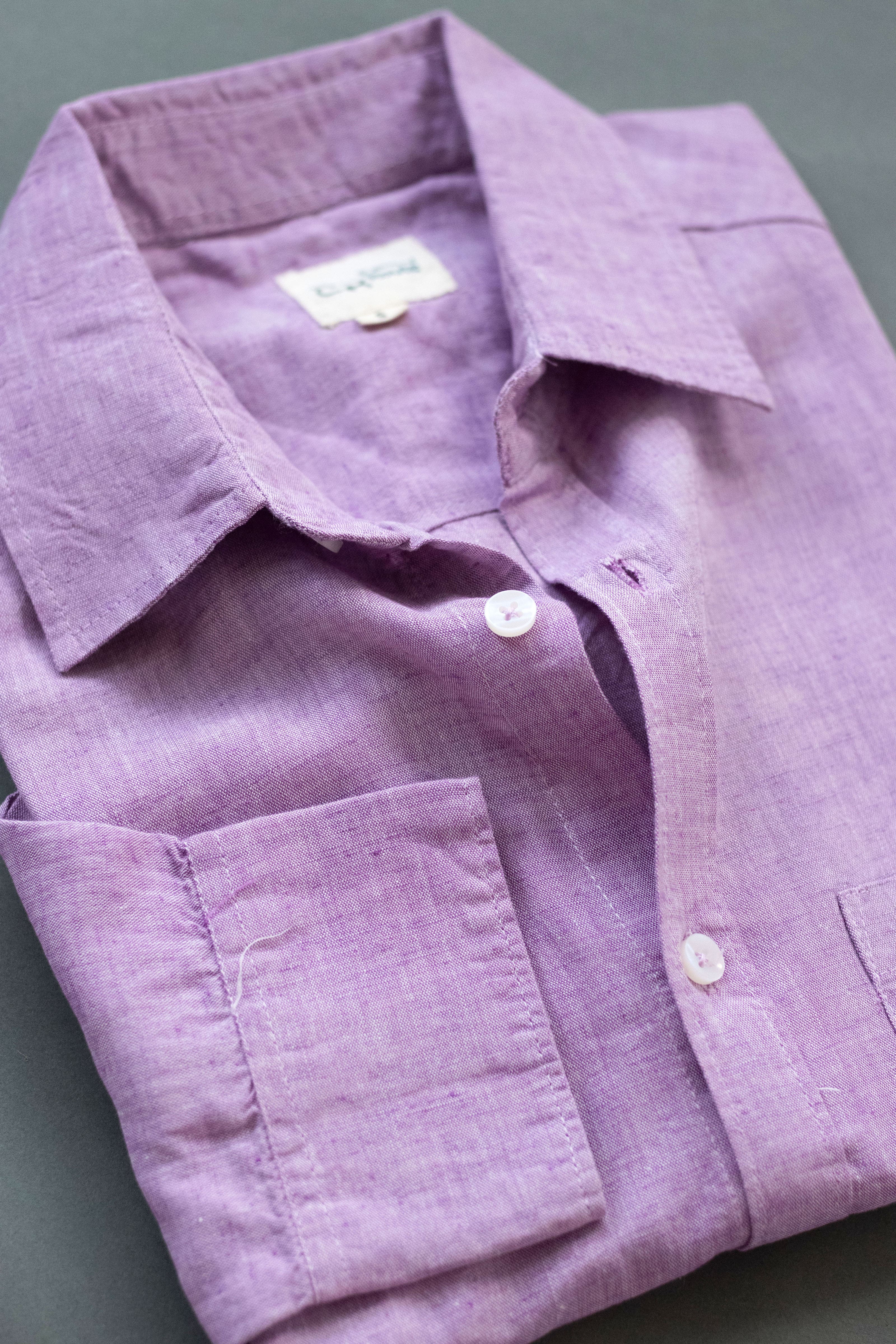 Earthy Route TENCEL- Lyocell Linen Lavender Full Sleeve Shirt - Our Better Planet