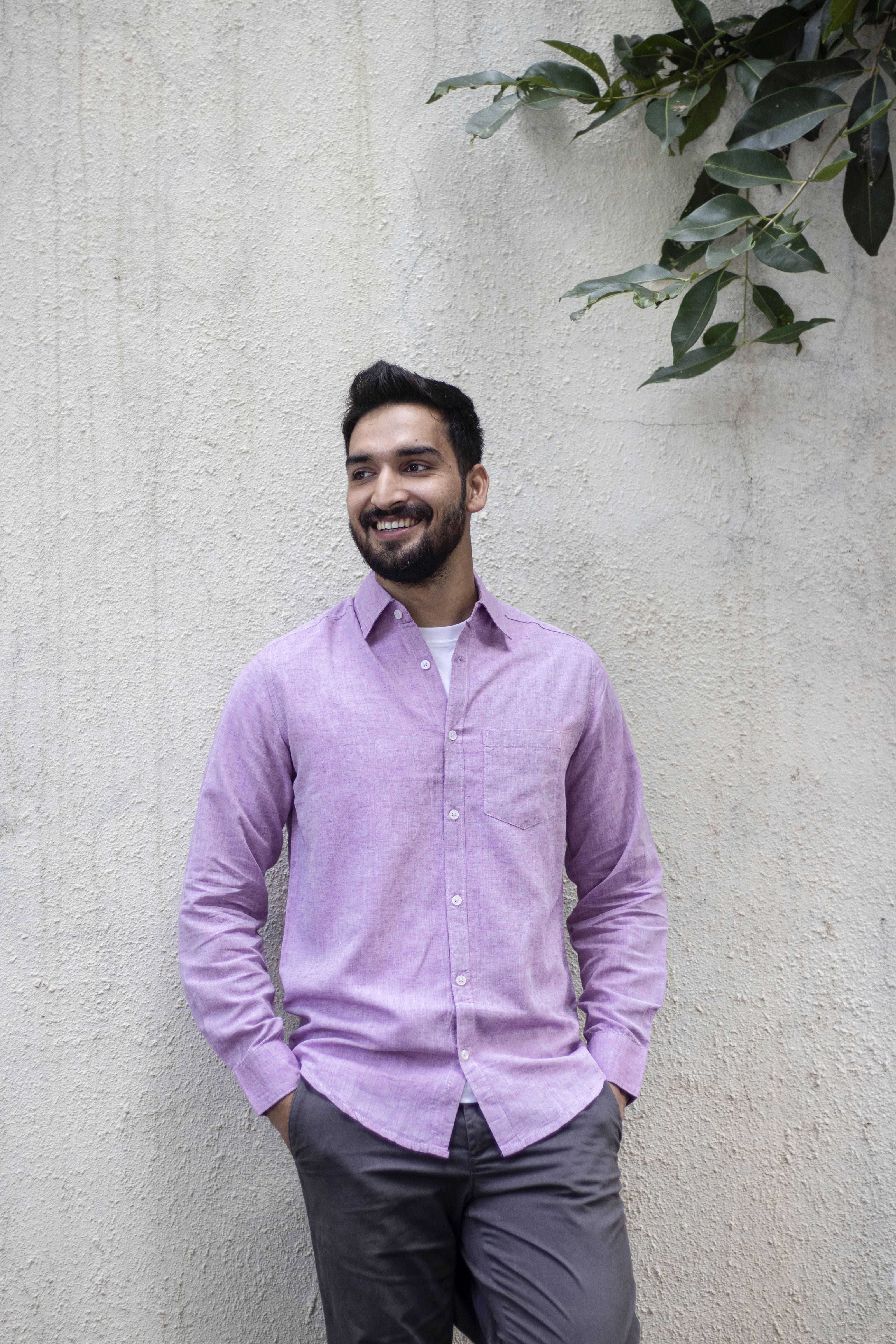 Earthy Route TENCEL- Lyocell Linen Lavender Full Sleeve Shirt - Our Better Planet