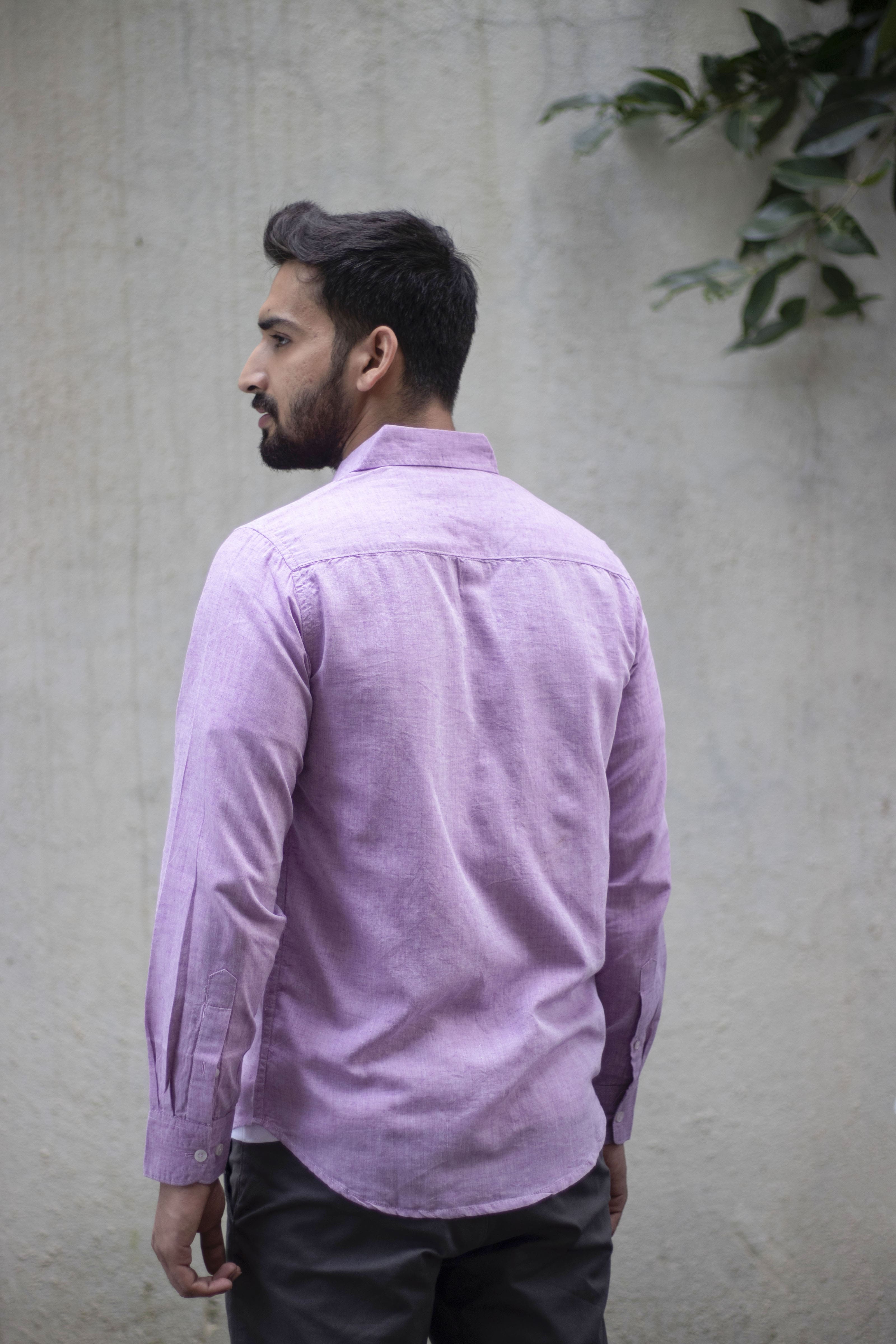 Earthy Route TENCEL- Lyocell Linen Lavender Full Sleeve Shirt - Our Better Planet