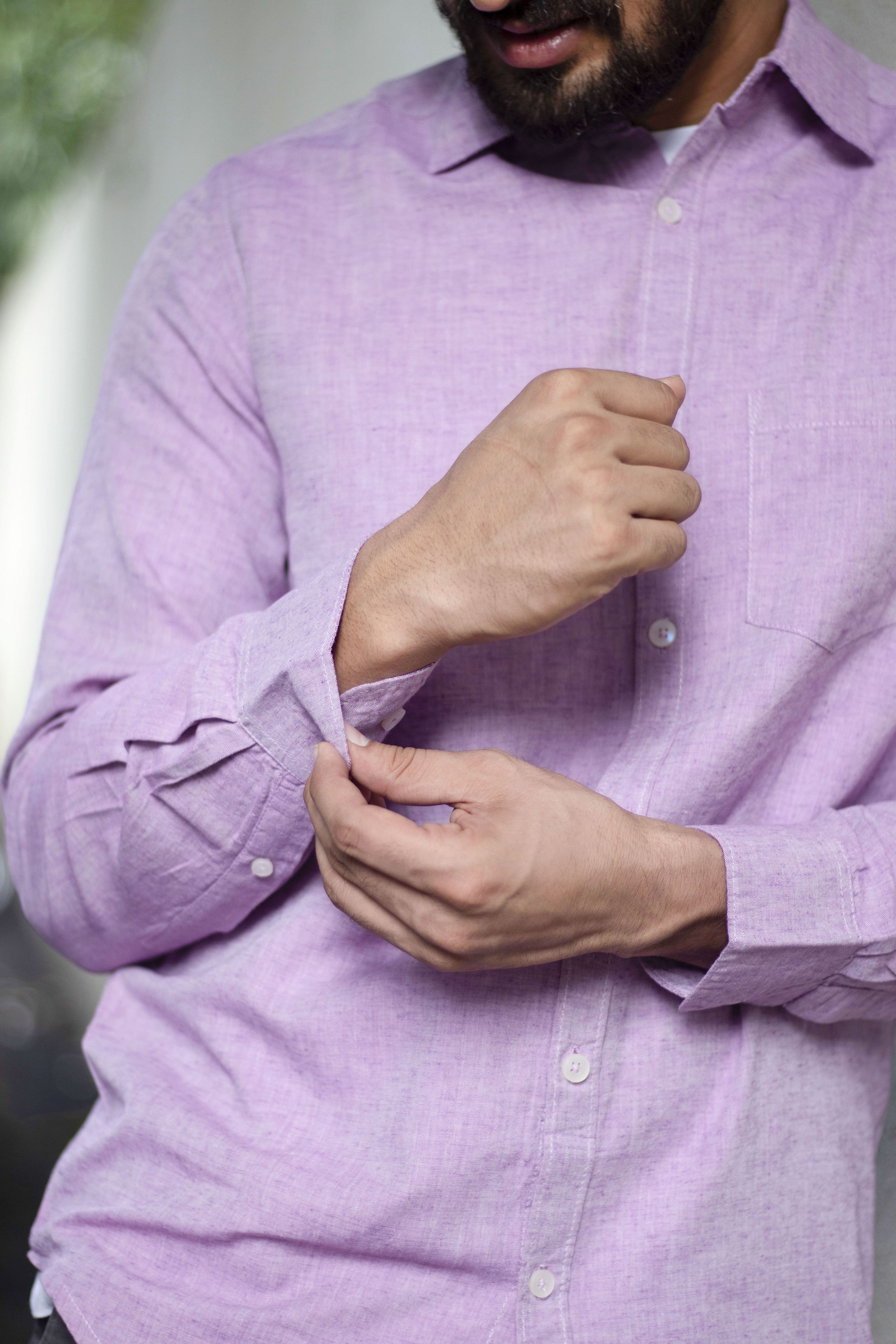 Earthy Route TENCEL- Lyocell Linen Lavender Full Sleeve Shirt - Our Better Planet