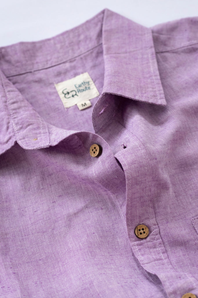 Earthy Route TENCEL- Lyocell Linen Lavender Half Sleeve Shirt - Our Better Planet