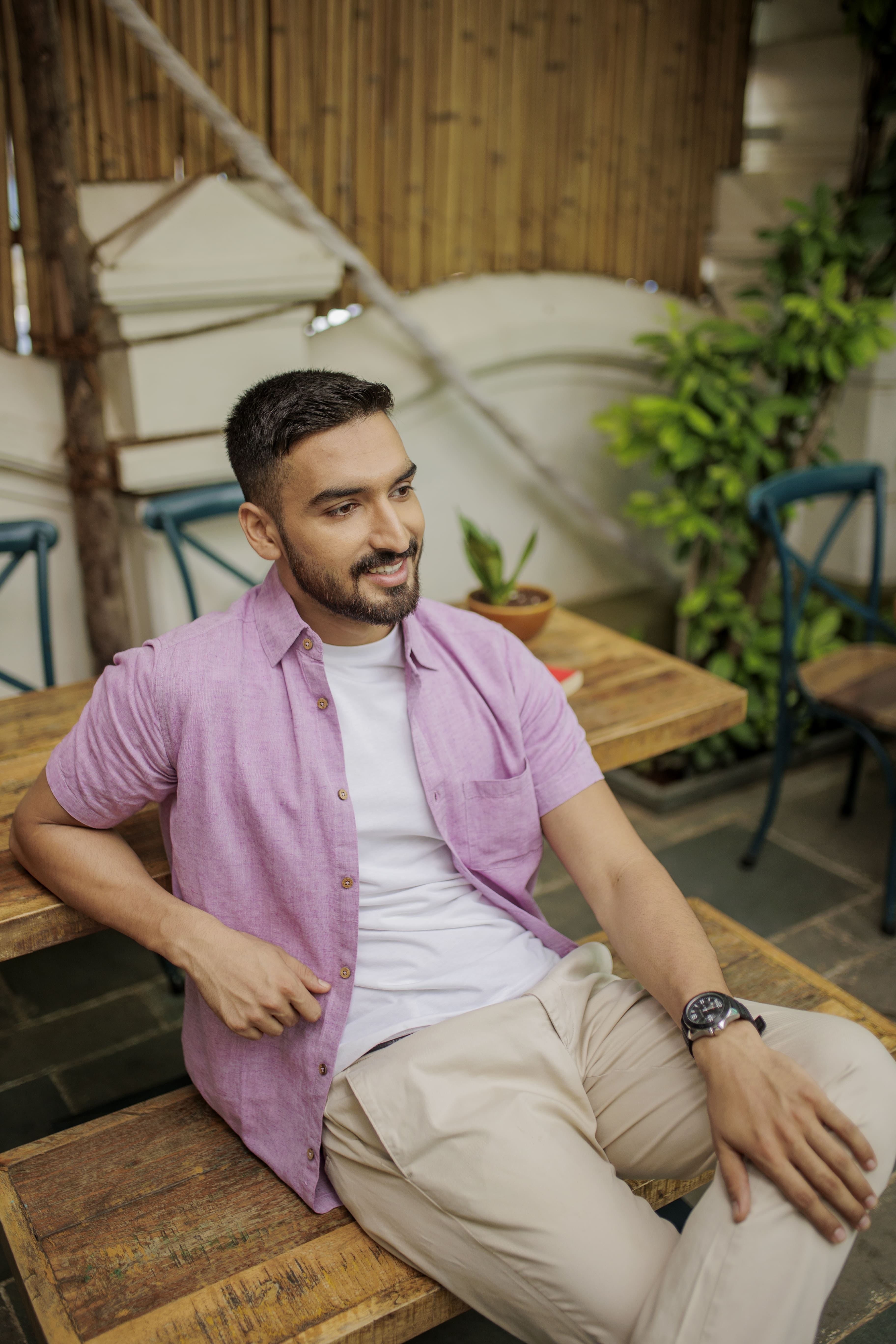 Earthy Route TENCEL- Lyocell Linen Lavender Half Sleeve Shirt - Our Better Planet