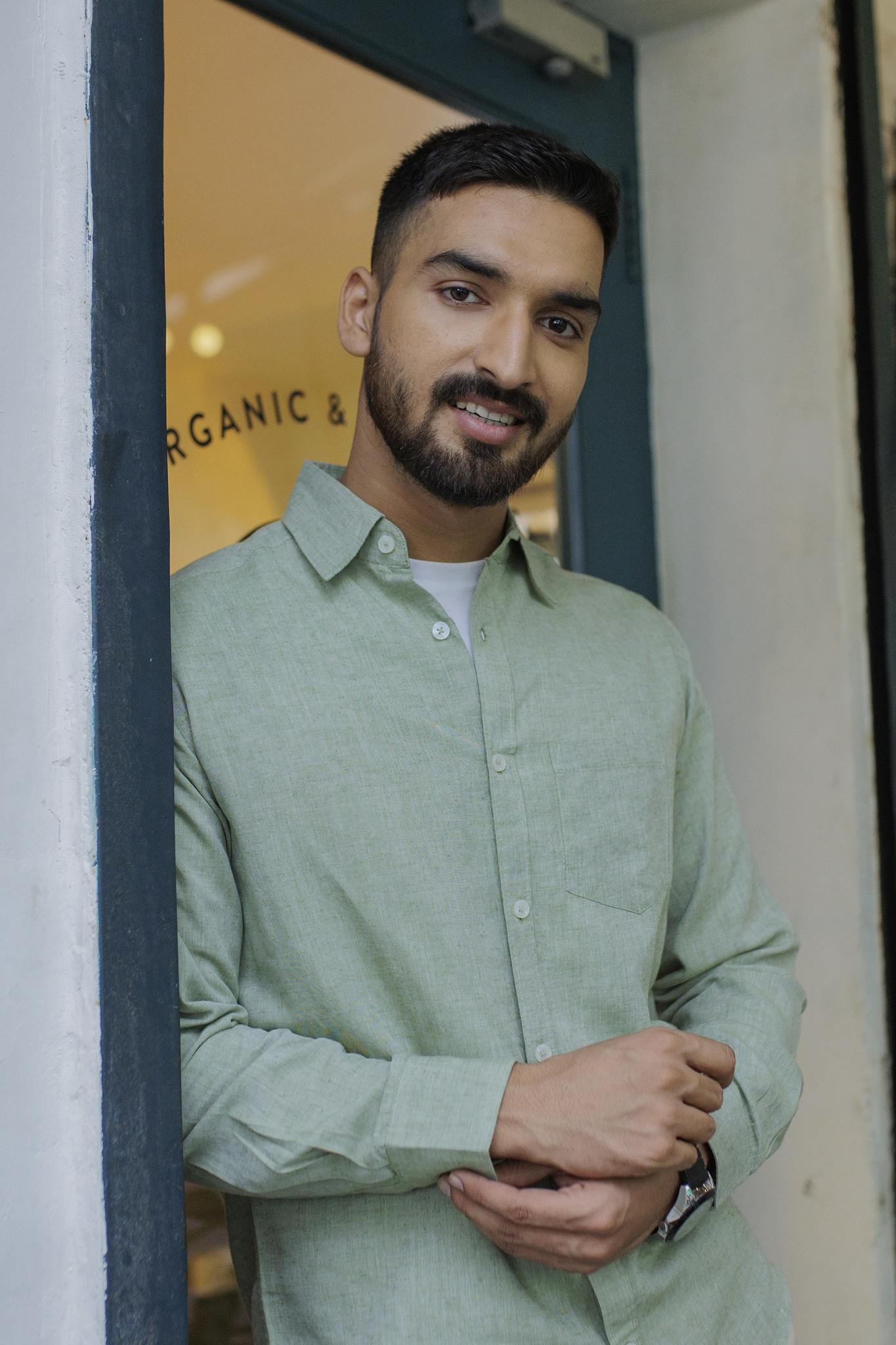 Earthy Route TENCEL- Lyocell Linen Military Green Full Sleeve Shirt - Our Better Planet