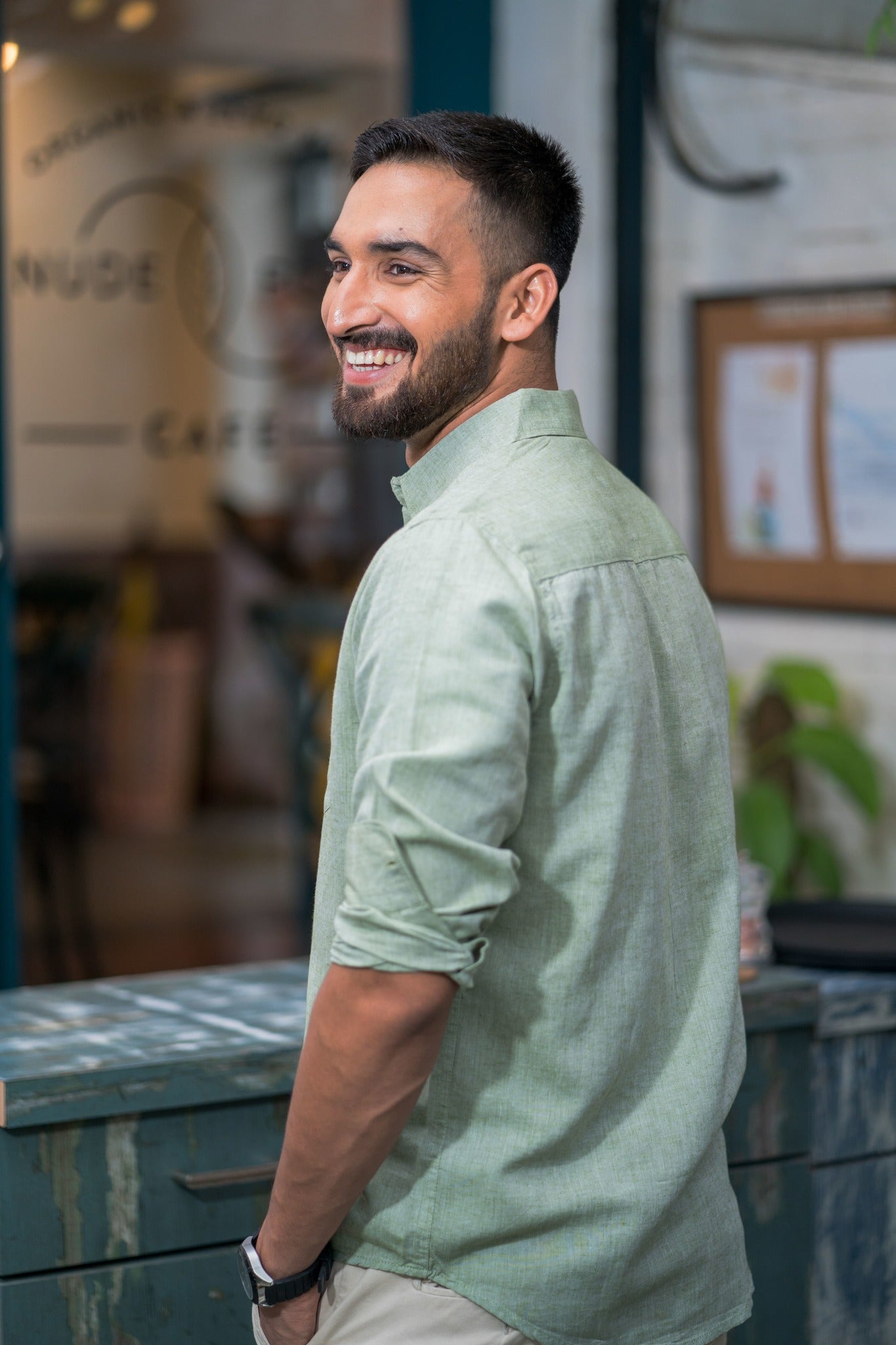 Earthy Route TENCEL- Lyocell Linen Military Green Full Sleeve Shirt - Our Better Planet