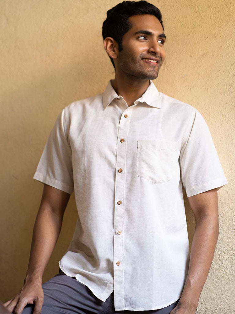Earthy Route TENCEL- Lyocell Linen Natural Half Sleeve Shirt - Our Better Planet