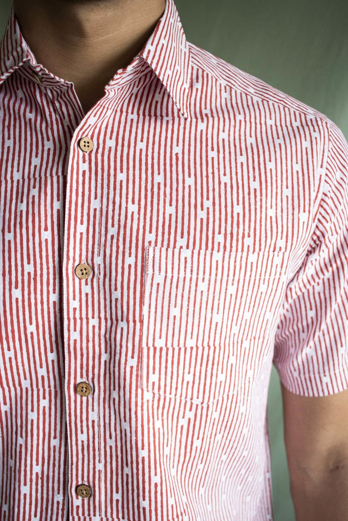 Earthy Route TENCEL- Lyocell Linen Red Lakeer Half Sleeve Shirt - Our Better Planet