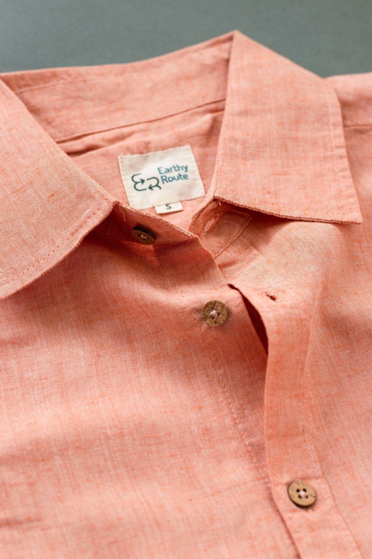 Earthy Route TENCEL- Lyocell Linen Rust Orange Half Sleeve Shirt - Our Better Planet