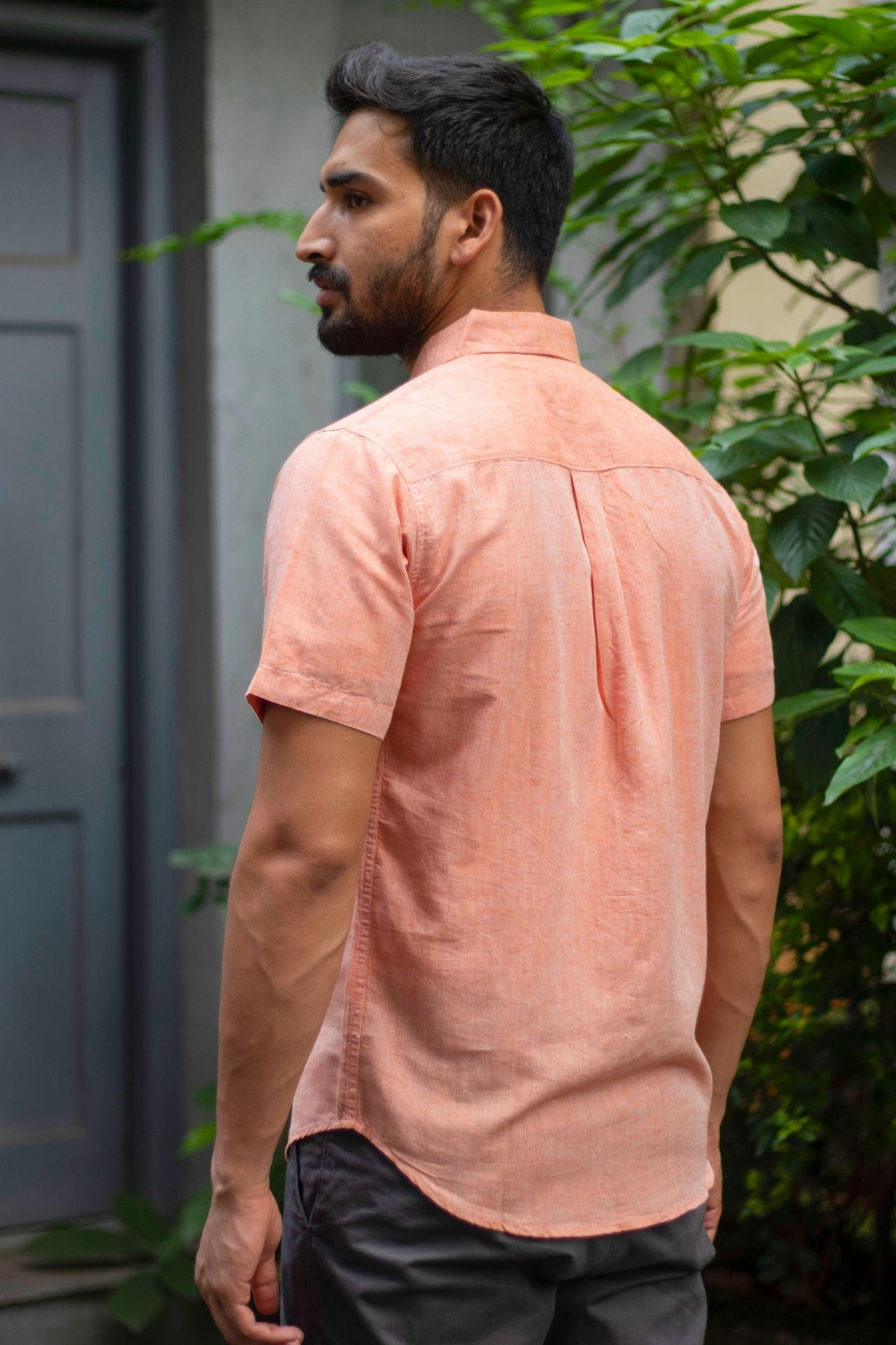 Earthy Route TENCEL- Lyocell Linen Rust Orange Half Sleeve Shirt - Our Better Planet