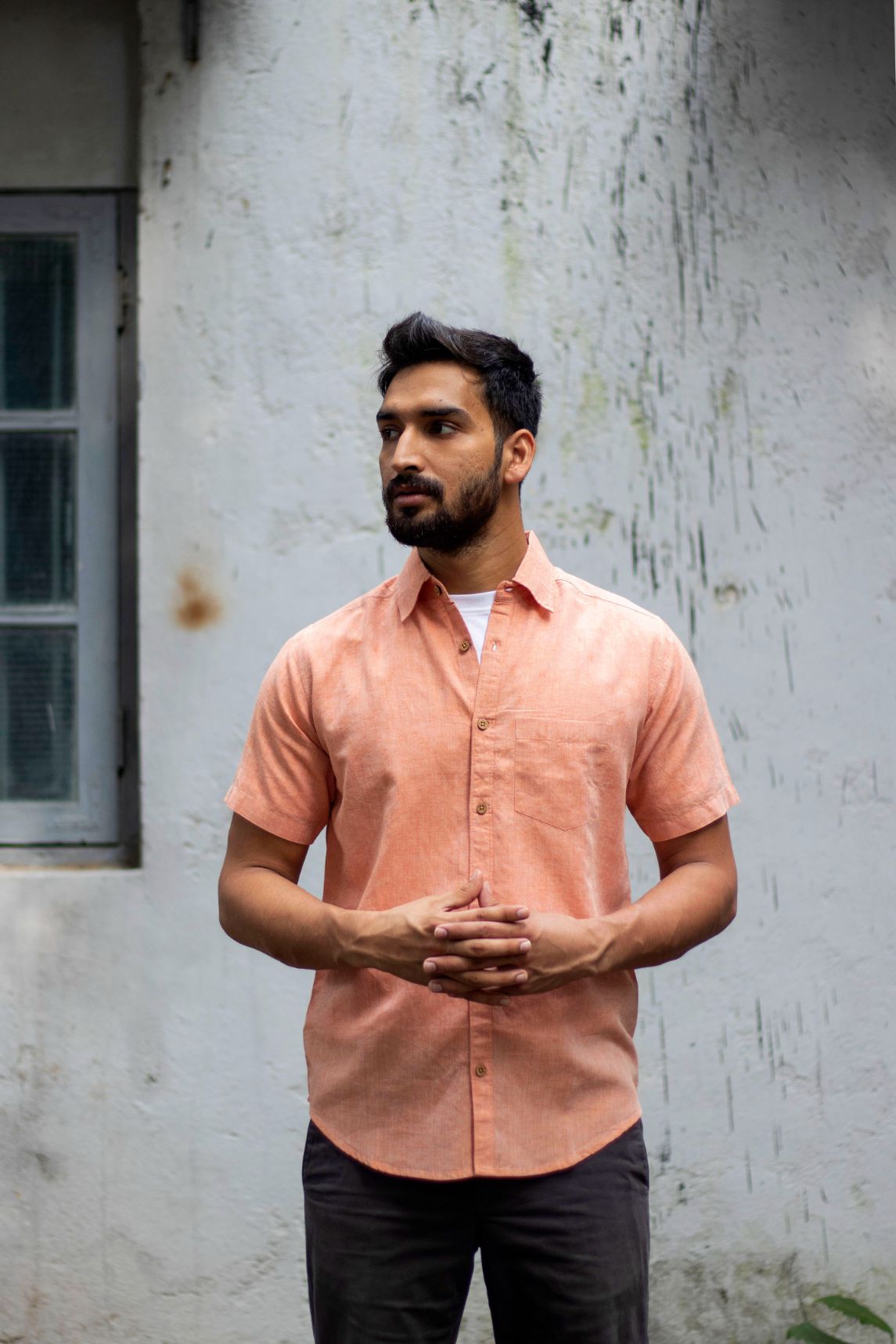 Earthy Route TENCEL- Lyocell Linen Rust Orange Half Sleeve Shirt - Our Better Planet