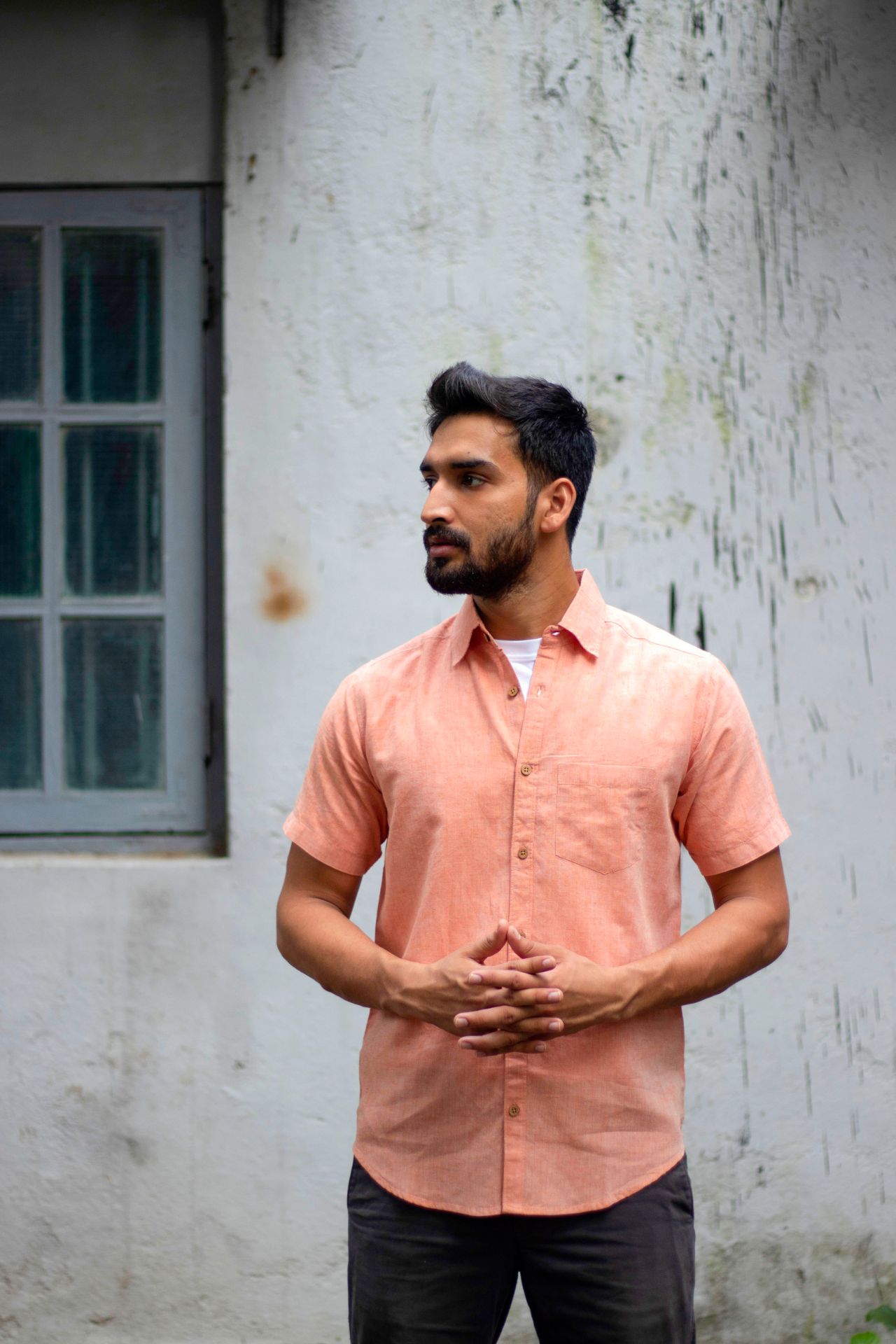 Earthy Route TENCEL- Lyocell Linen Rust Orange Half Sleeve Shirt - Our Better Planet