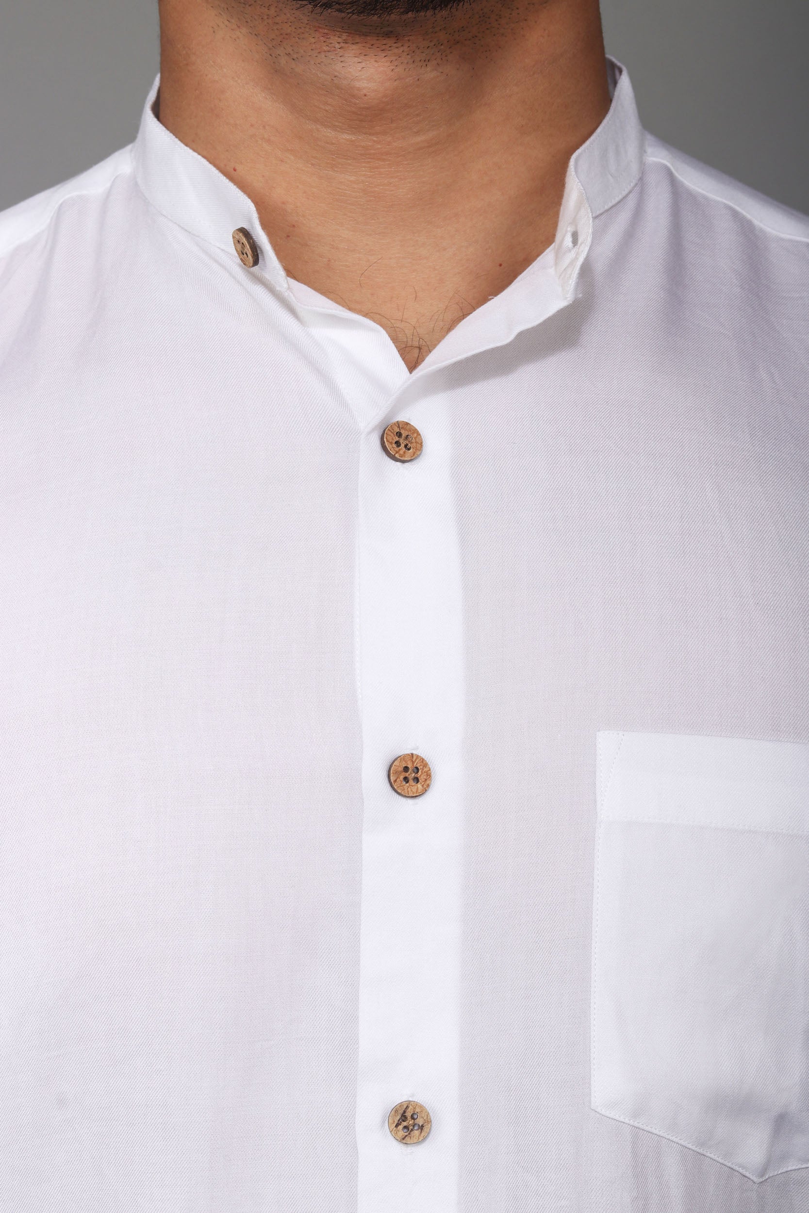 Earthy Route TENCEL- Lyocell Milky White Mandarin Collar Shirt - Our Better Planet