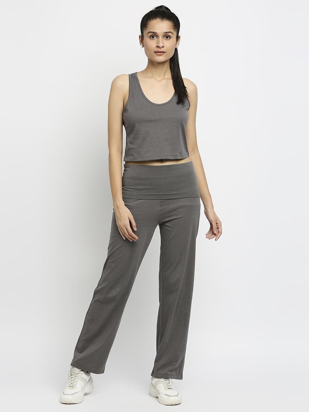 Effy Crop Top In Grey Glitter Print - Our Better Planet