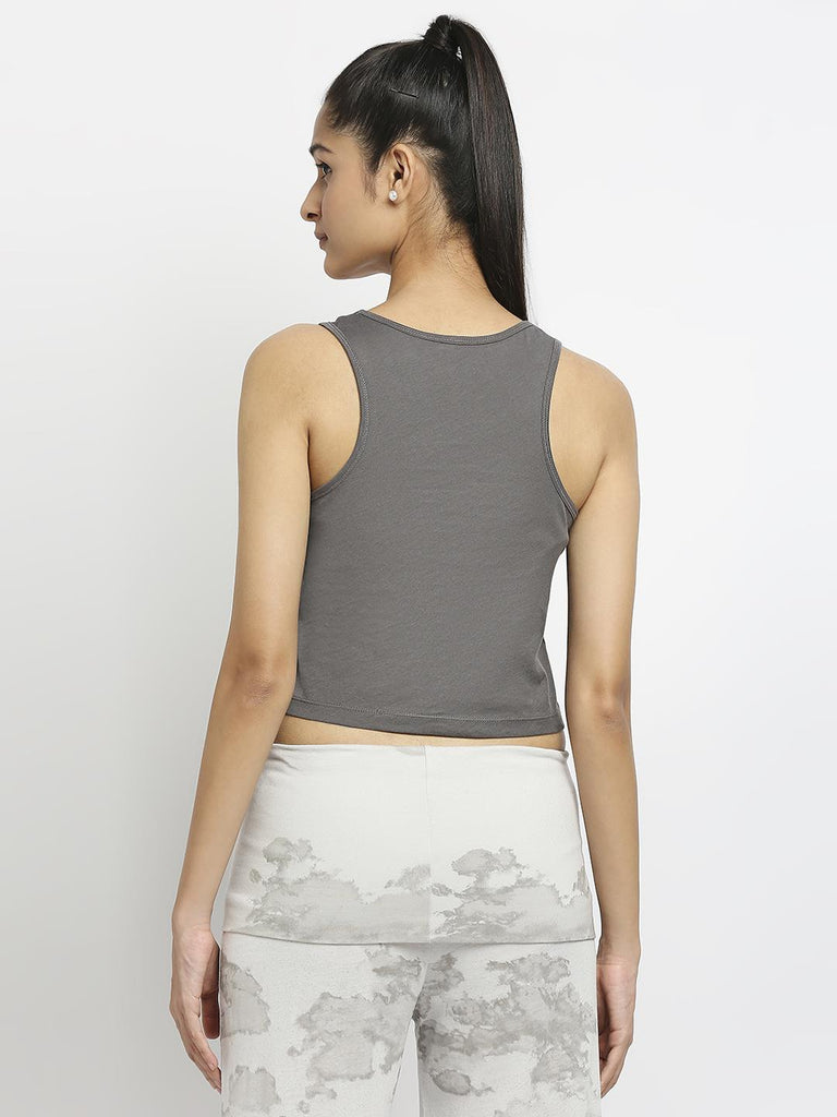 Effy Crop Top In Grey Solid - Our Better Planet
