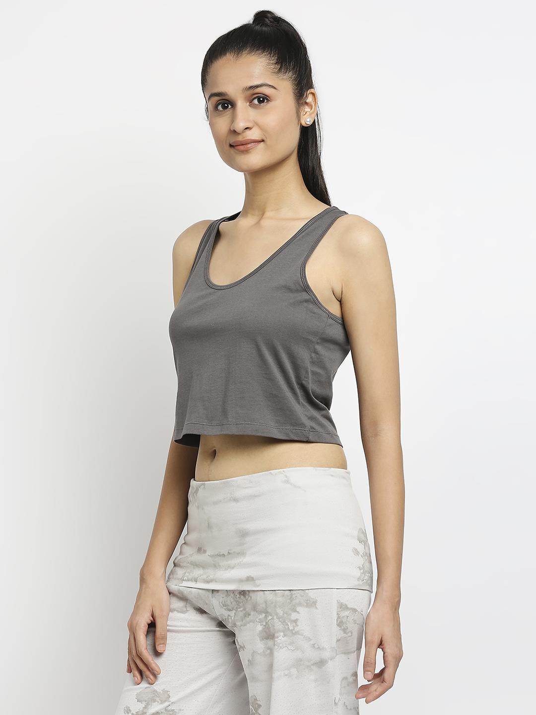 Effy Crop Top In Grey Solid - Our Better Planet