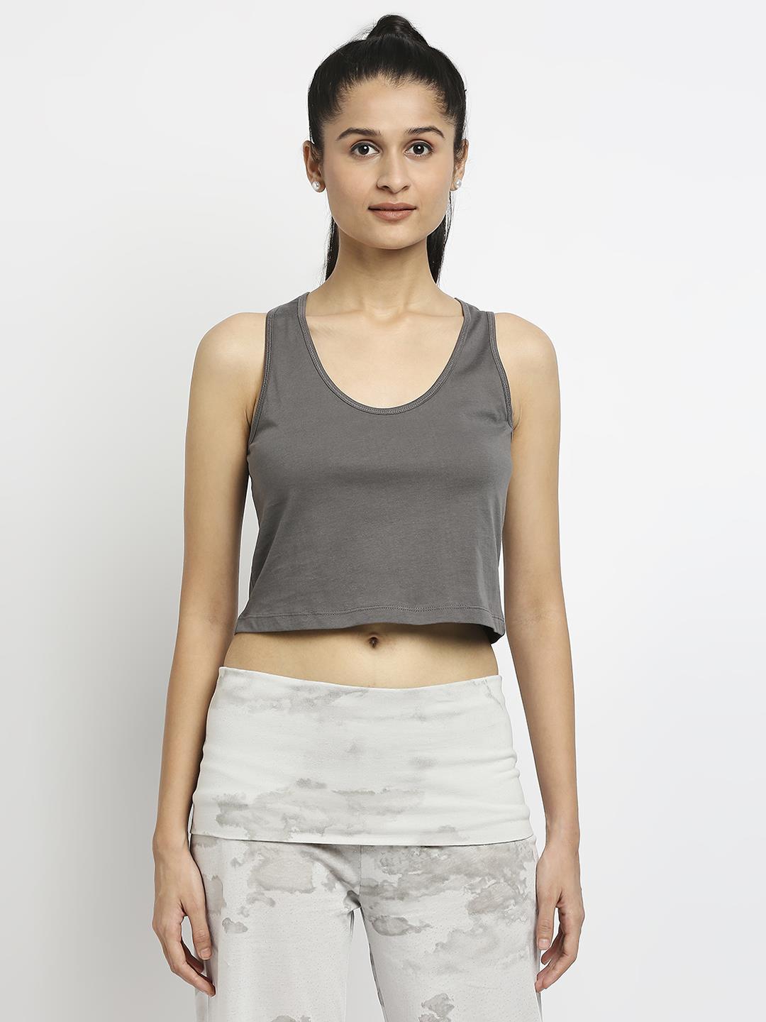 Effy Crop Top In Grey Solid - Our Better Planet