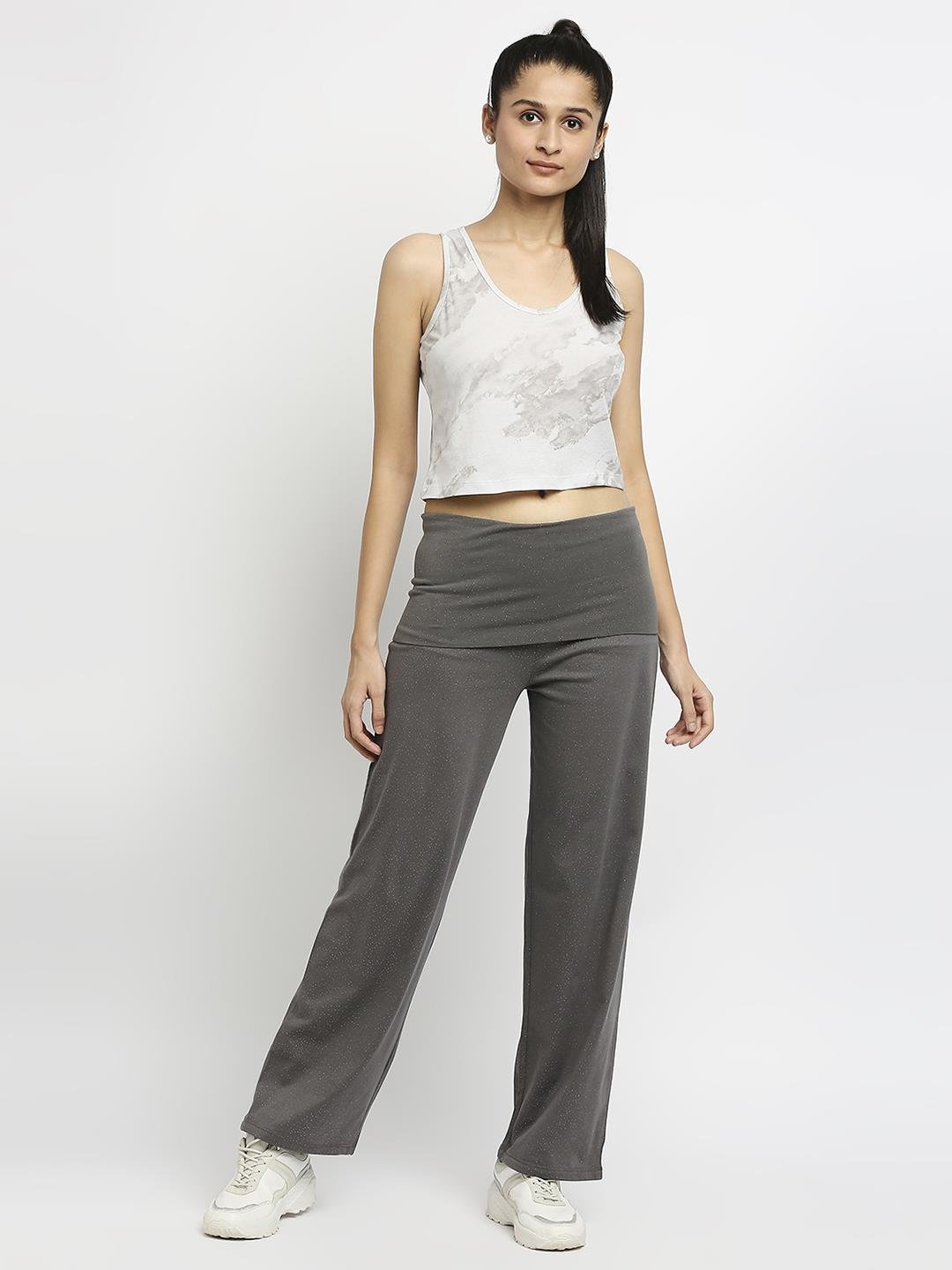 Effy Crop Top In Neutral Cloud Glitter Print - Our Better Planet