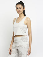 Effy Crop Top In Neutral Glitter Print - Our Better Planet