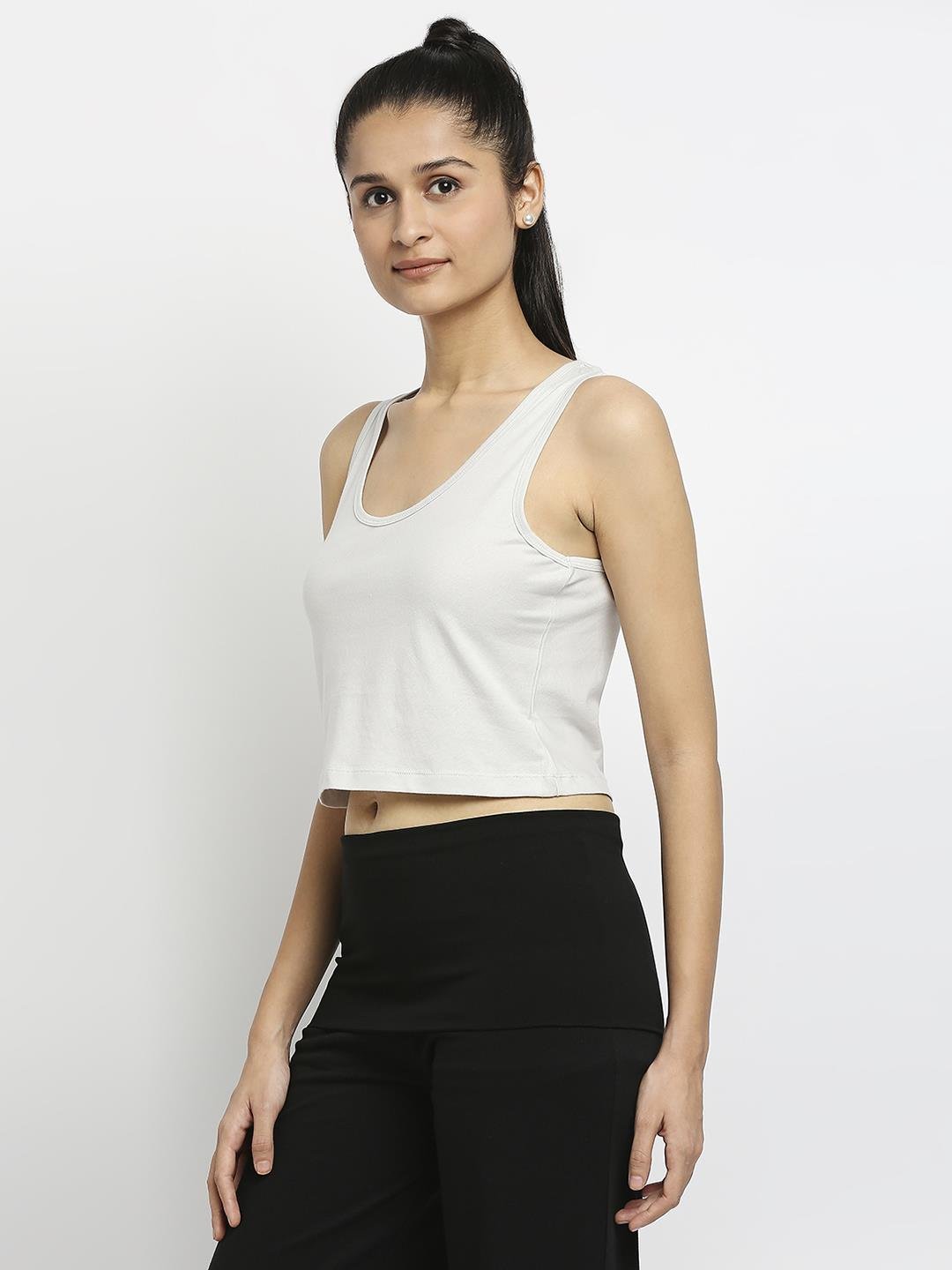 Effy Crop Top In Neutral Solid - Our Better Planet