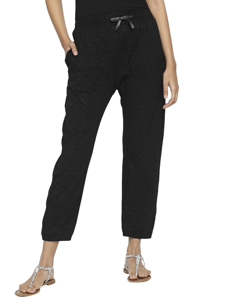 Effy Drop Crotch Pant In Black Glitter - Our Better Planet