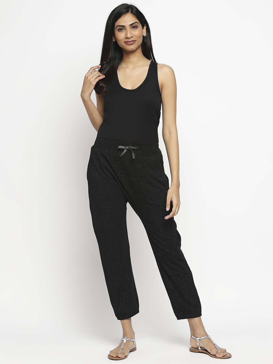 Effy Drop Crotch Pant In Black Glitter - Our Better Planet