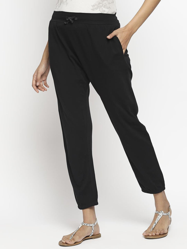 Effy Drop Crotch Pant In Black Solid - Our Better Planet