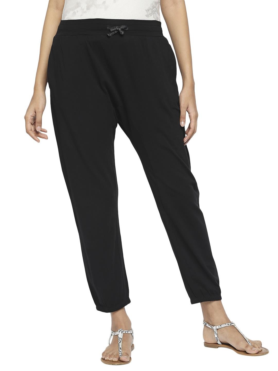 Effy Drop Crotch Pant In Black Solid - Our Better Planet