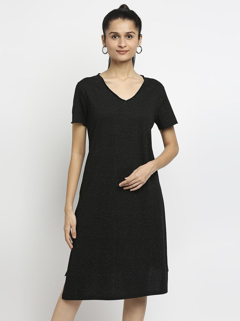 Effy Knotted Dress In Black Glitter - Our Better Planet