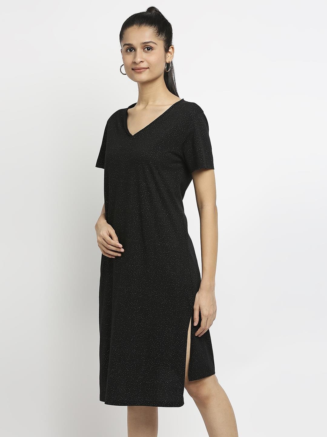 Effy Knotted Dress In Black Glitter - Our Better Planet