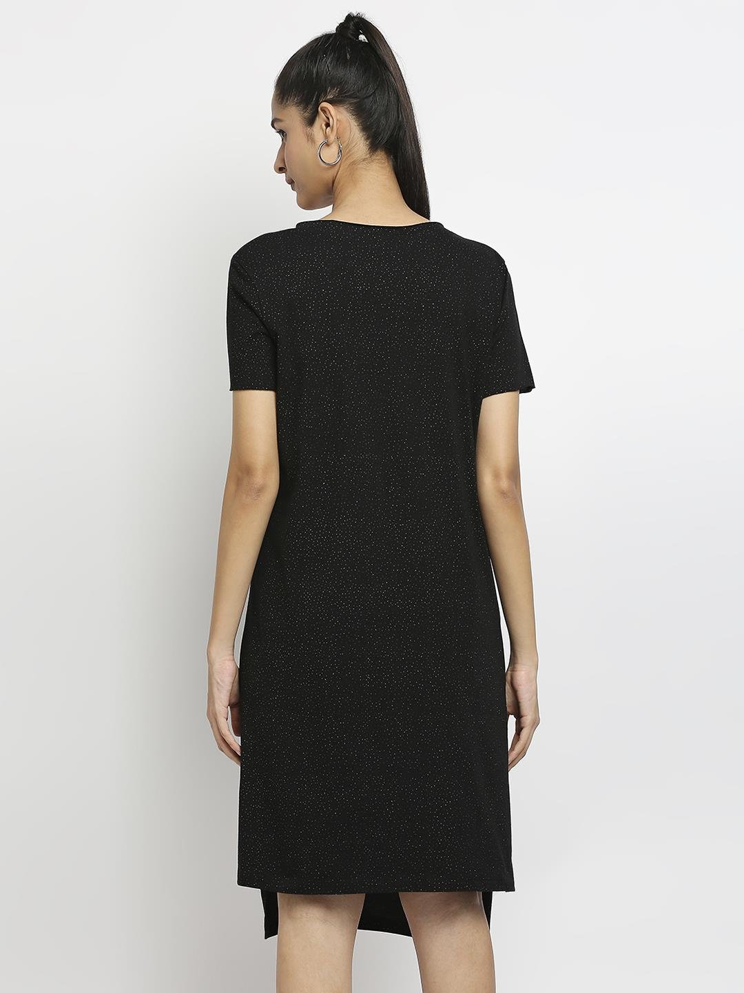 Effy Knotted Dress In Black Glitter - Our Better Planet