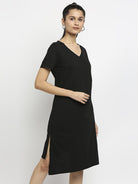 Effy Knotted Dress In Black Solid - Our Better Planet