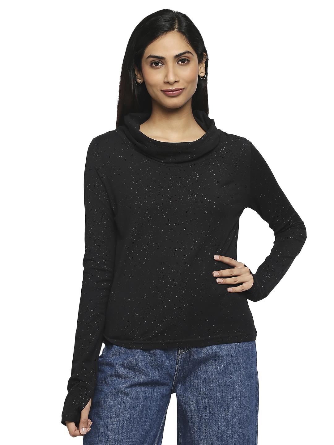 Effy Long Sleeve Top in Black glitter - Our Better Planet