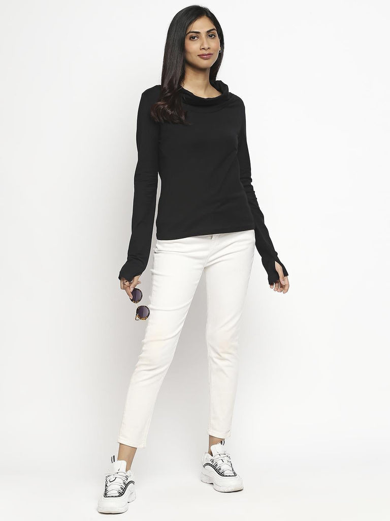 Effy Long Sleeve Top in Black solid - Our Better Planet