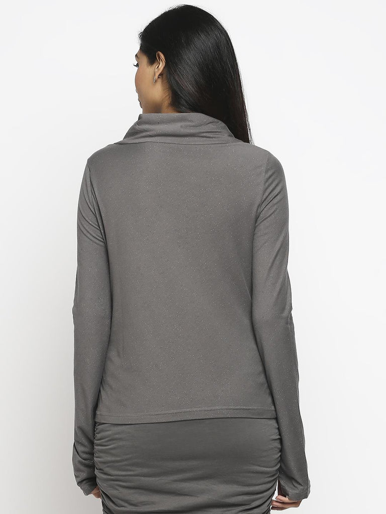 Effy Long Sleeve Top in Grey glitter - Our Better Planet