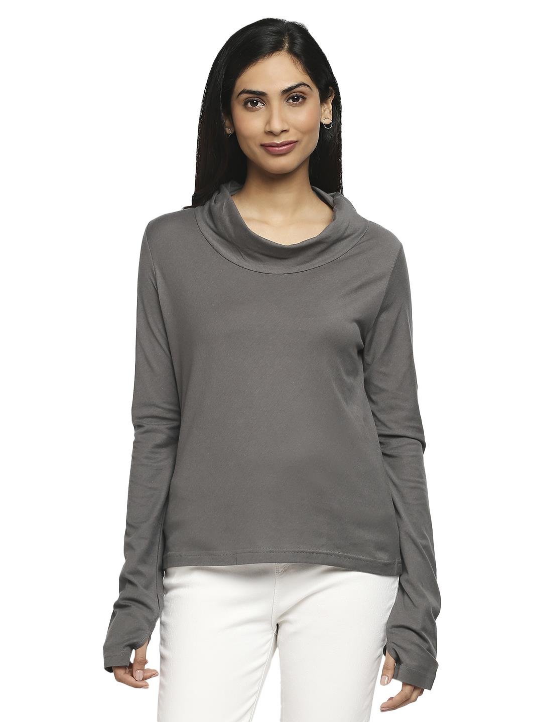 Effy Long Sleeve Top in Grey solid - Our Better Planet