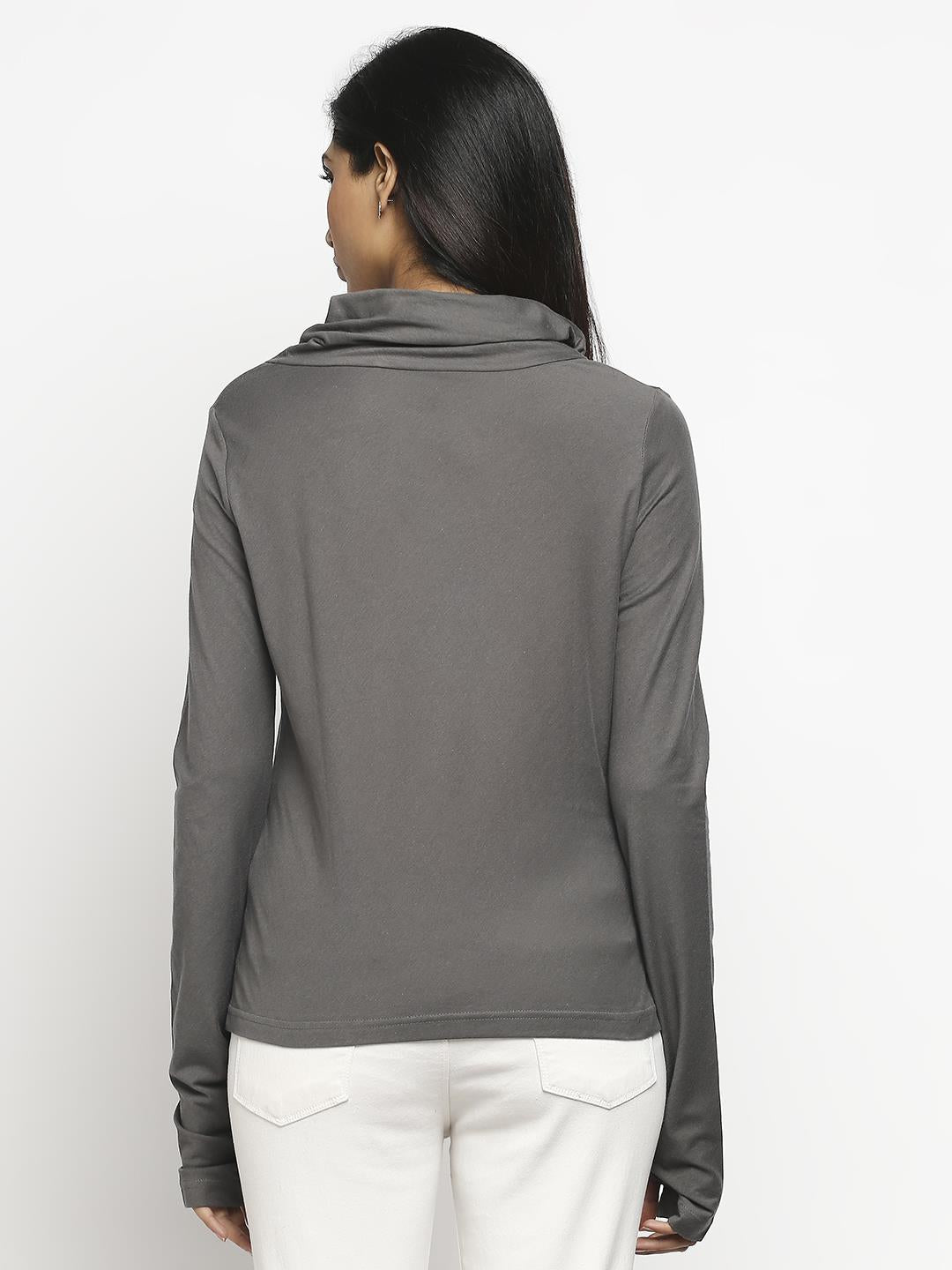 Effy Long Sleeve Top in Grey solid - Our Better Planet